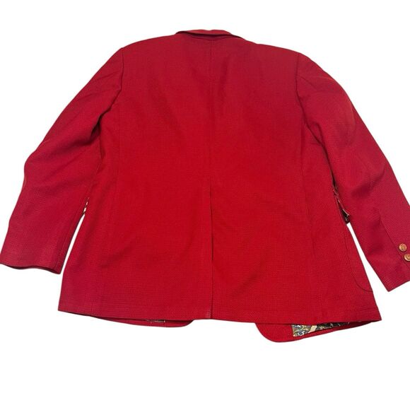 Stanley Blacker Vintage Red Blazer 40R Oversized Textured Gold Buttons USA - Picture 3 of 16